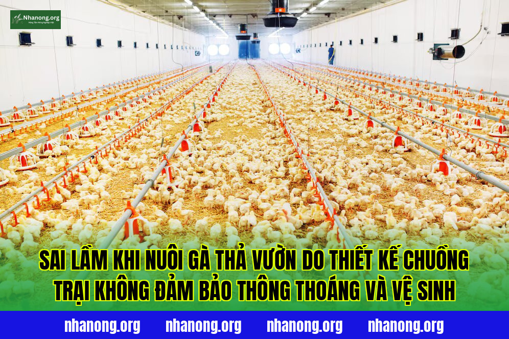 Sai lầm khi nuôi gà thả vườn do thiết kế chuồng trại không đảm bảo thông thoáng và vệ sinh
