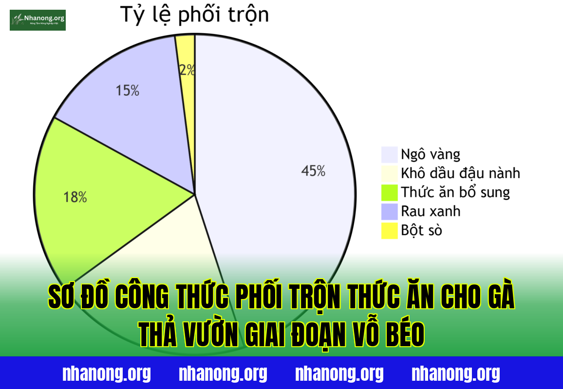 Sơ đồ công thức phối trộn thức ăn cho gà thả vườn giai đoạn vỗ béo