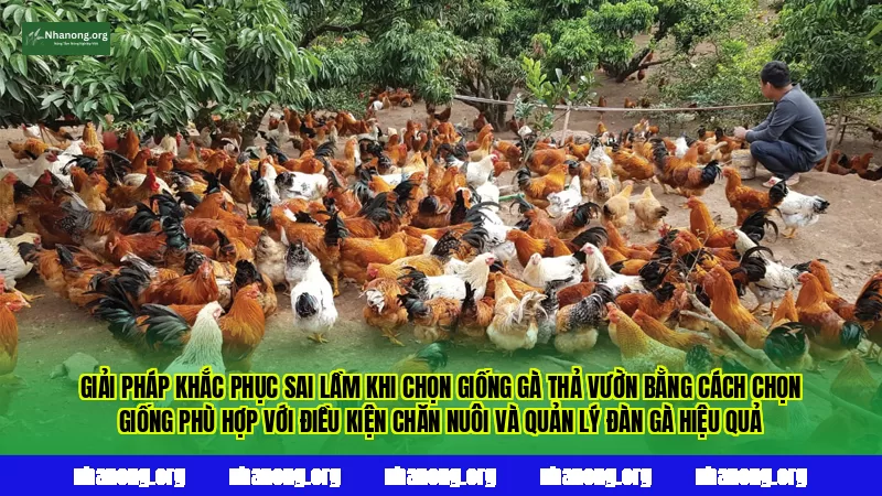 Giải pháp khắc phục sai lầm khi chọn giống gà thả vườn bằng cách chọn giống phù hợp với điều kiện chăn nuôi và quản lý đàn gà hiệu quả